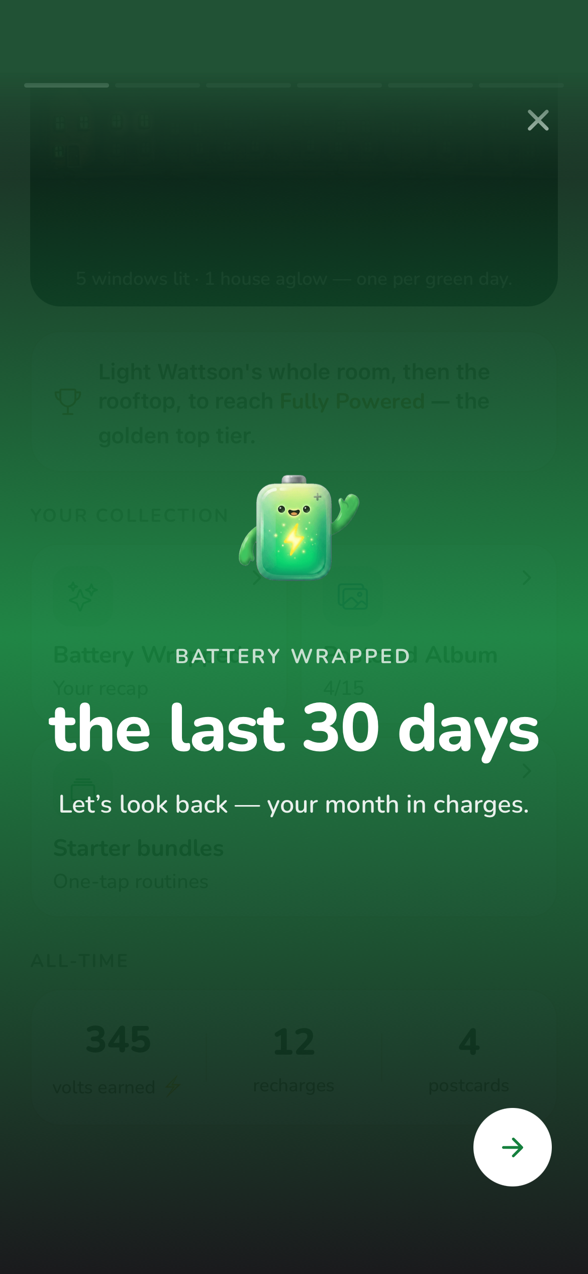 Habit Battery — Battery Wrapped, your last 30 days in review